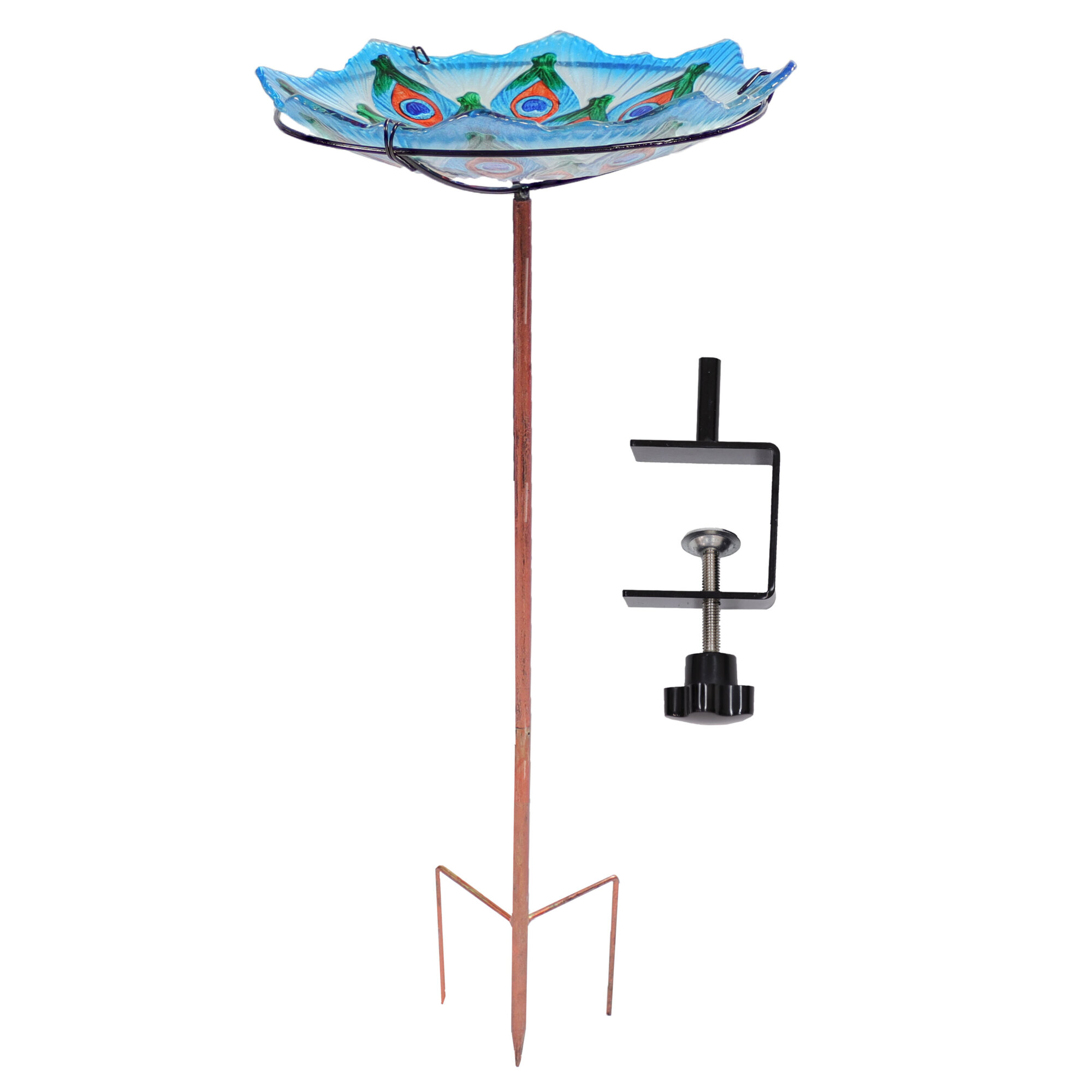 Sunnydaze Decor, Exquisite Feathers Glass Bird Bath, Model# HB-134